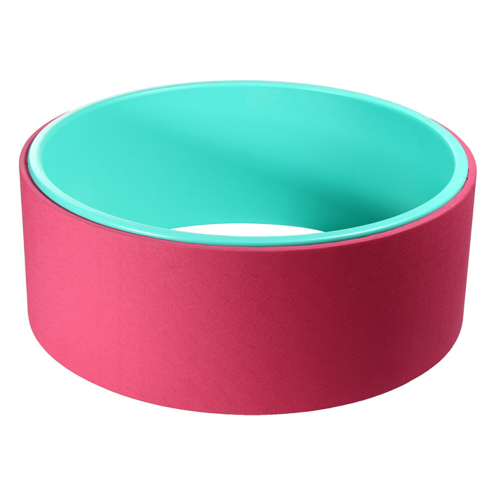 (Pink Blue) 33x13cm TPE Muslce Relaxion Yoga Ring Abdominal Wheel Roller Backward Bend Fitness Yoga Circle