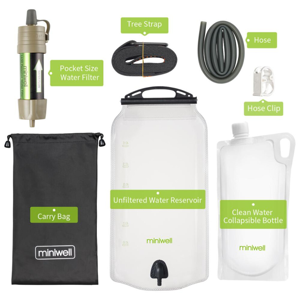 (Brown) Outdoor water filter Gravity Water Filter System for hiking,camping,survival and travel