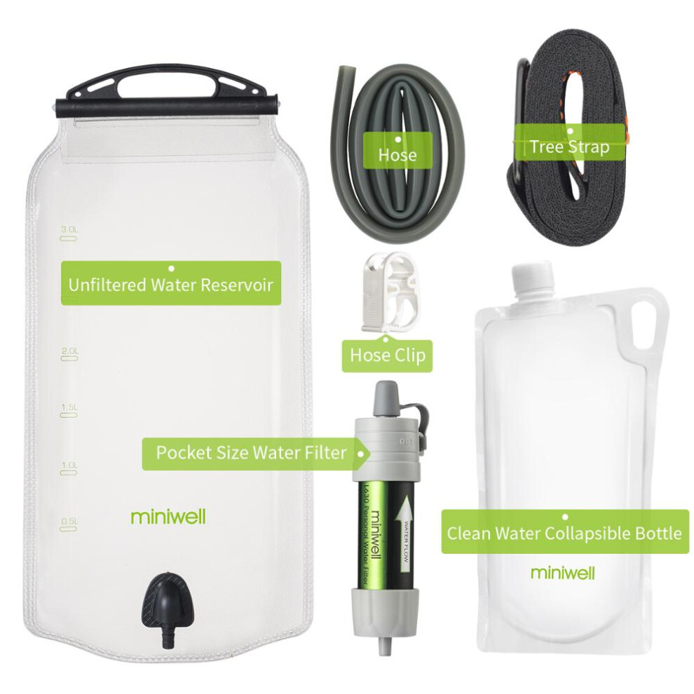 (Grey) Outdoor water filter Gravity Water Filter System for hiking,camping,survival and travel-image-OPC-PGNXB5K-NEW