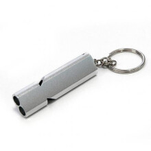 (Silver) Outdoor safety emergency whistle Outdoor Camping Double Tube High Frequency Survival Whistle Self-defense Tools Self-help