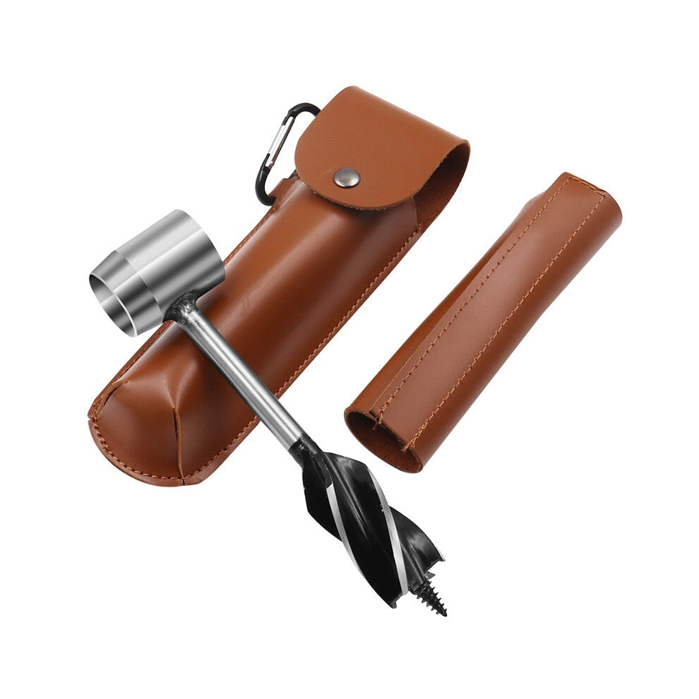 (Brown) Drill Bits Outdoor Survival Punch Tool Camping Bushcraft Manual Hole Maker Wrench Wood Drill Core Woodworking 5706795790281