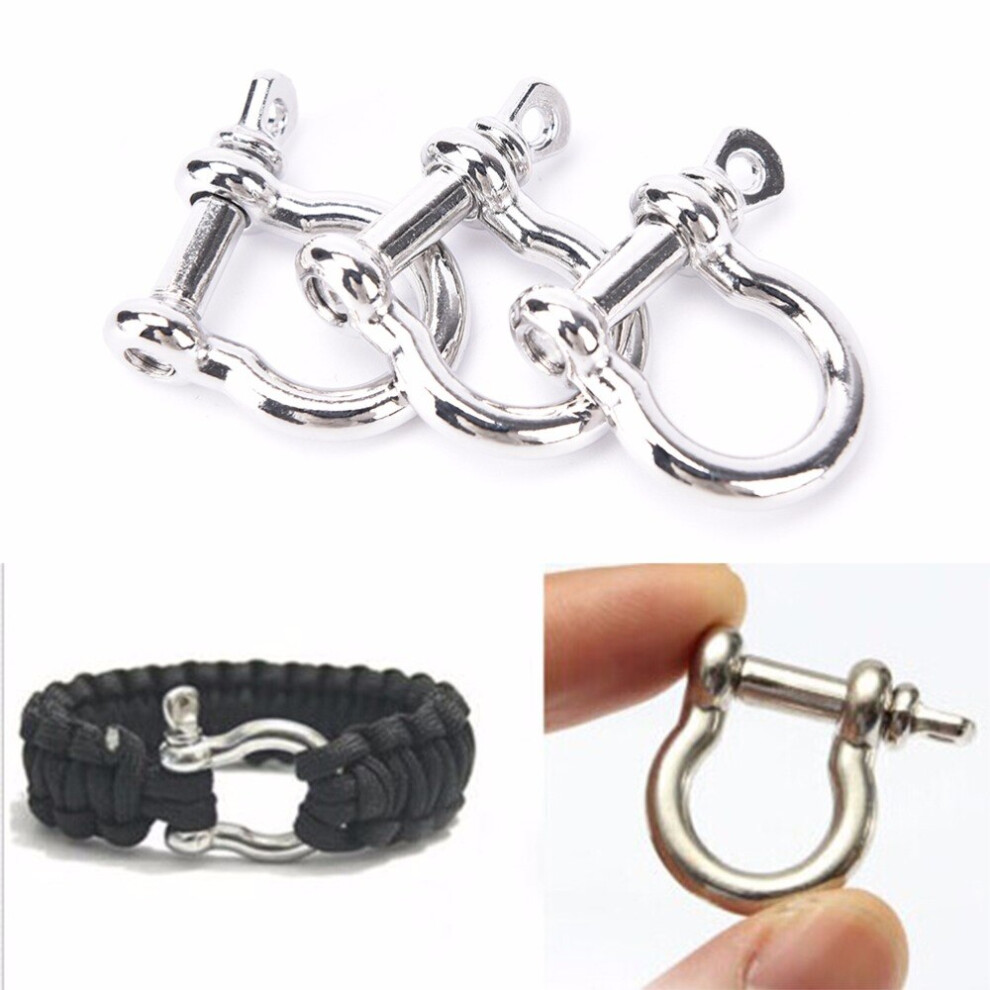 (5 PCS) Anchor Shackle Screw Pin For Outdoor Camping Survival Rope Bracelets O-Shaped Stainless Steel Shackle Buckle