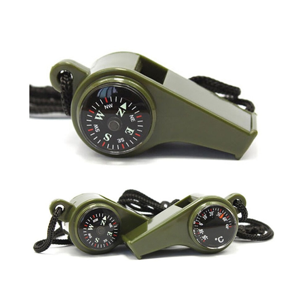 1Pcs Outdoor Whistle Compass Thermometer 3 In 1 Camping Hiking Accessory Multi-Functional Survival Tools Nylon Neck Rope Compass