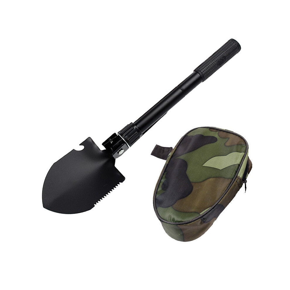 (Black) Multifunctional Military Folding Shovel Mini Garden Camping Shovels Outdoor Survival Pocket Tools Aluminium Alloy Handle