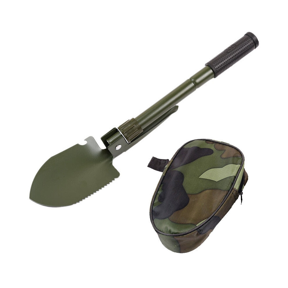(Green) Multifunctional Military Folding Shovel Mini Garden Camping Shovels Outdoor Survival Pocket Tools Aluminium Alloy Handle