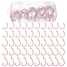 (Red) 50PCS Three-color Fishing Hooks Light Portable Fishing Hooks with Storage Box