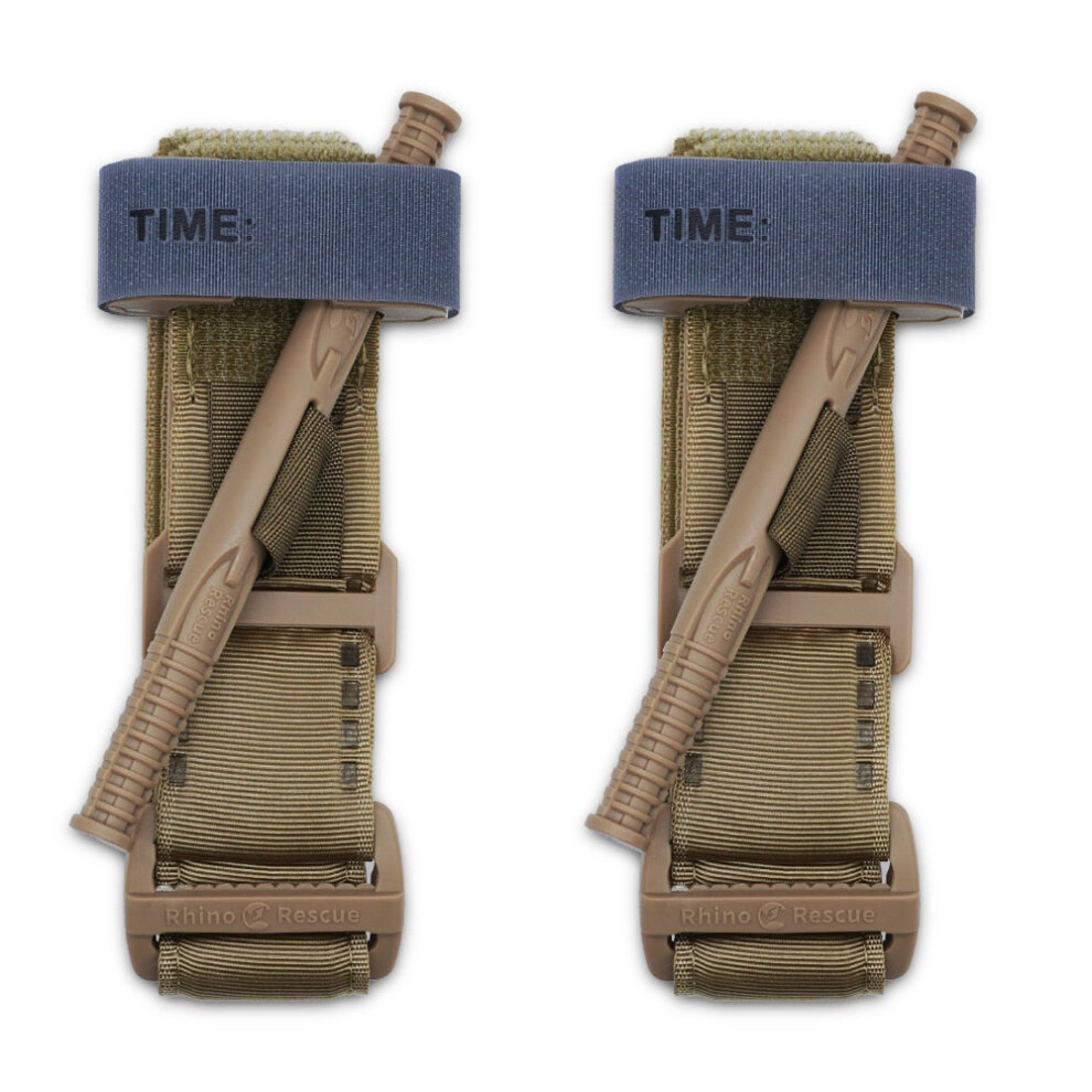 (Khaki 2pcs) Tactical Rescue Tourniquet Rapid Hemostatic Control Equipment Single-Handed Application for Outdoor Hiking Emergency