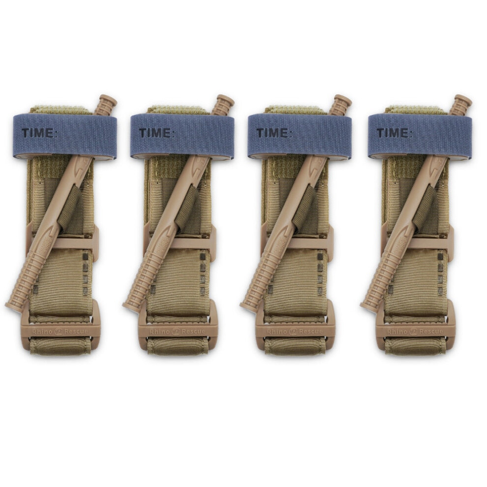 Greenzech (Khaki 4Pcs) Tactical Rescue Tourniquet Rapid Hemostatic Control Equipment Single-Handed Application For Outdoor Hiking Emergency