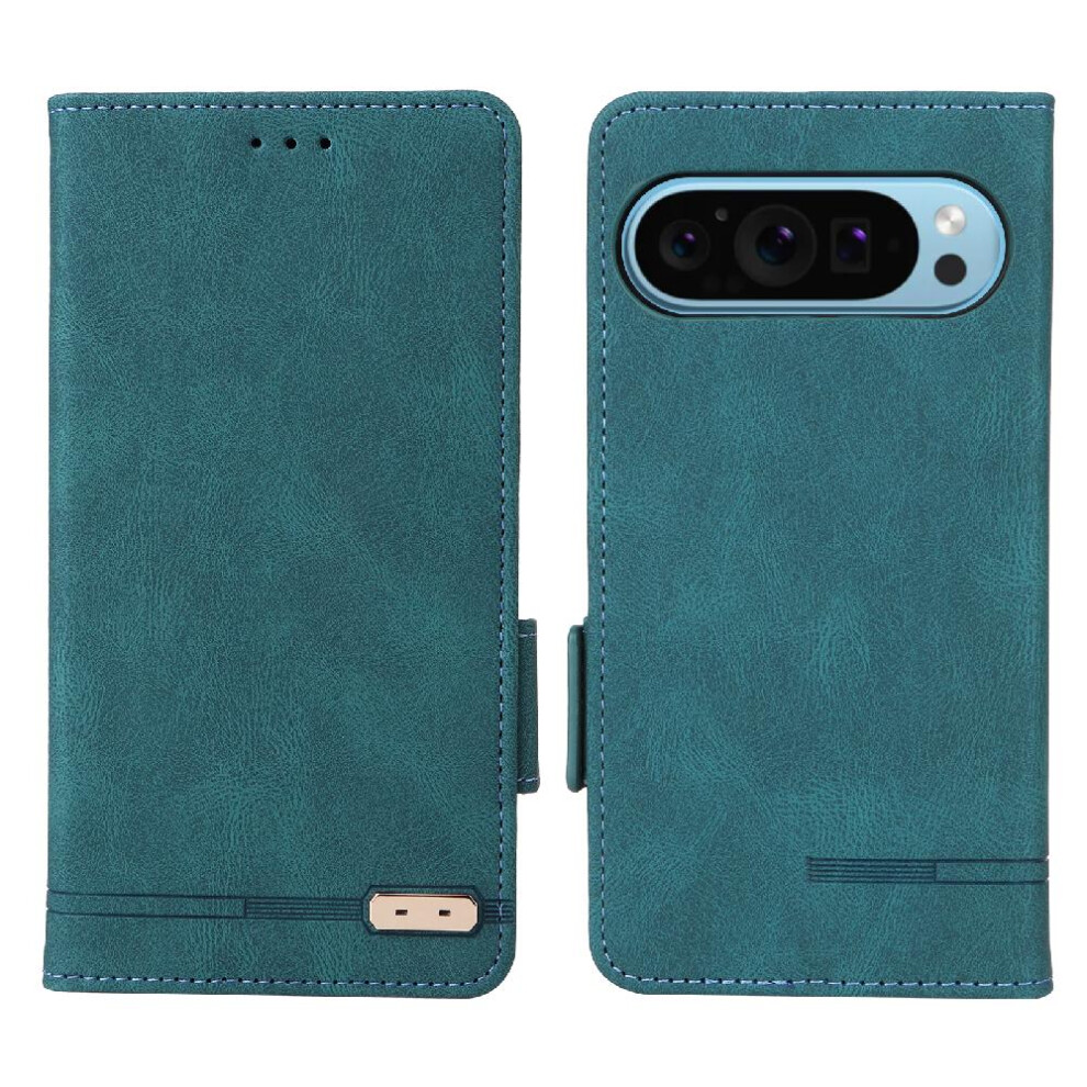 (Green) Case For Google Pixel 9 With Card Holder Kickstand Magnetic Carbon Fiber Full Protection Leather Folio Flip Case Card Insertion Green 764544168403