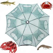 38" 8 Holes Nylon Automatic Folding Fishing Net Shrimp Cage Crab Fish Trap Cast Net