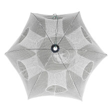 (Type A: 6 holes) 6/8/16 Holes White Foldable Big Fishing Net Lobster Trap Crabs Trap Prawn Cage Folding Prawn Cage Fishing Gear Fishing Trap Shrimp Trap