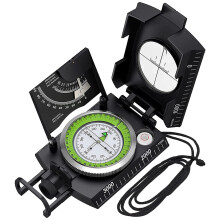 (Upgrade-Black) Professional Mulitifunctional Outdoor Survival Military Waterproof Luminous Compass With Tripod For Hunting Tourism and Camping