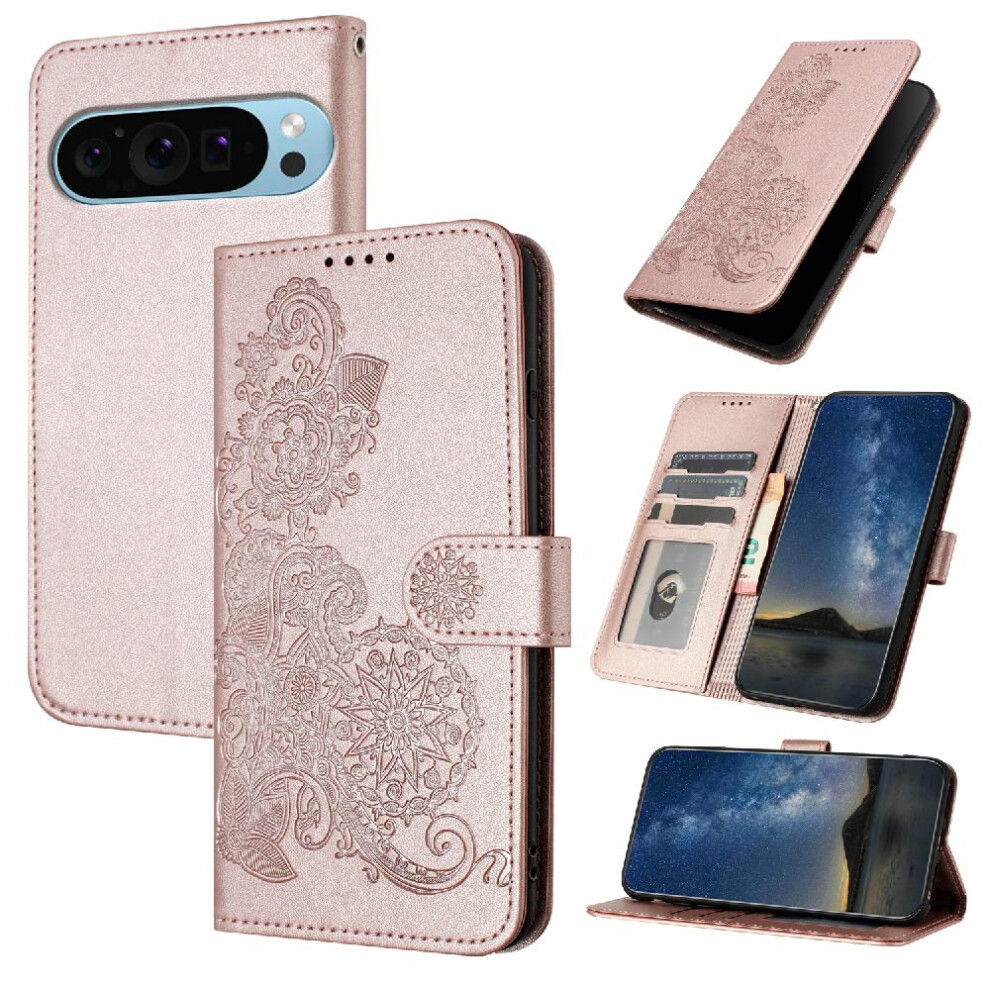 (Pink) Case For Google Pixel 9 With Card Slot Stand Kickstand Protective Pu Leather Magnetic Closure Flip Folio Book Pink 764544169981