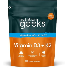 Vitamin D3 4000 iu & Vitamin K2 MK7 100μg - 1 Year Supply, 365 Easy-Swallow Vitamin D3 K2 Tablets, 1-A-Day High Strengt