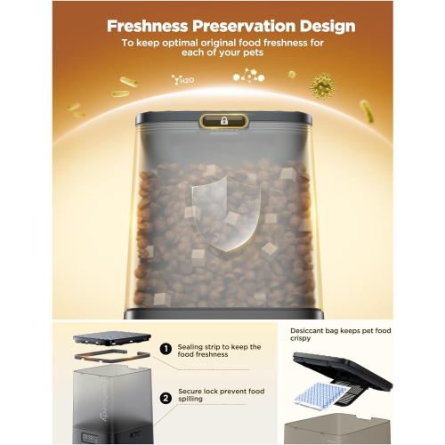 FEELNEEDY 5L Automatic Pet Feeder, Automatic Cat Feeder with Timer 2