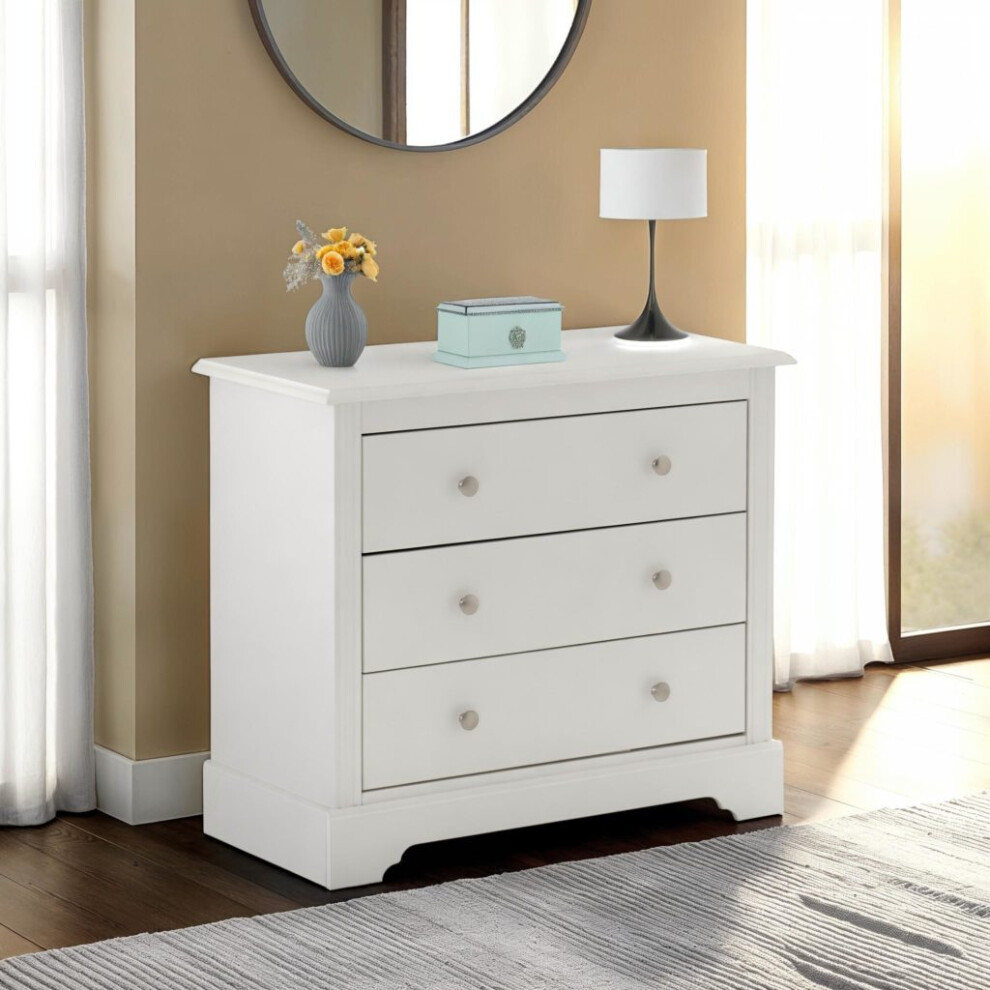 Stratford 3 Drawer Chest of Drawers White Shabby chic