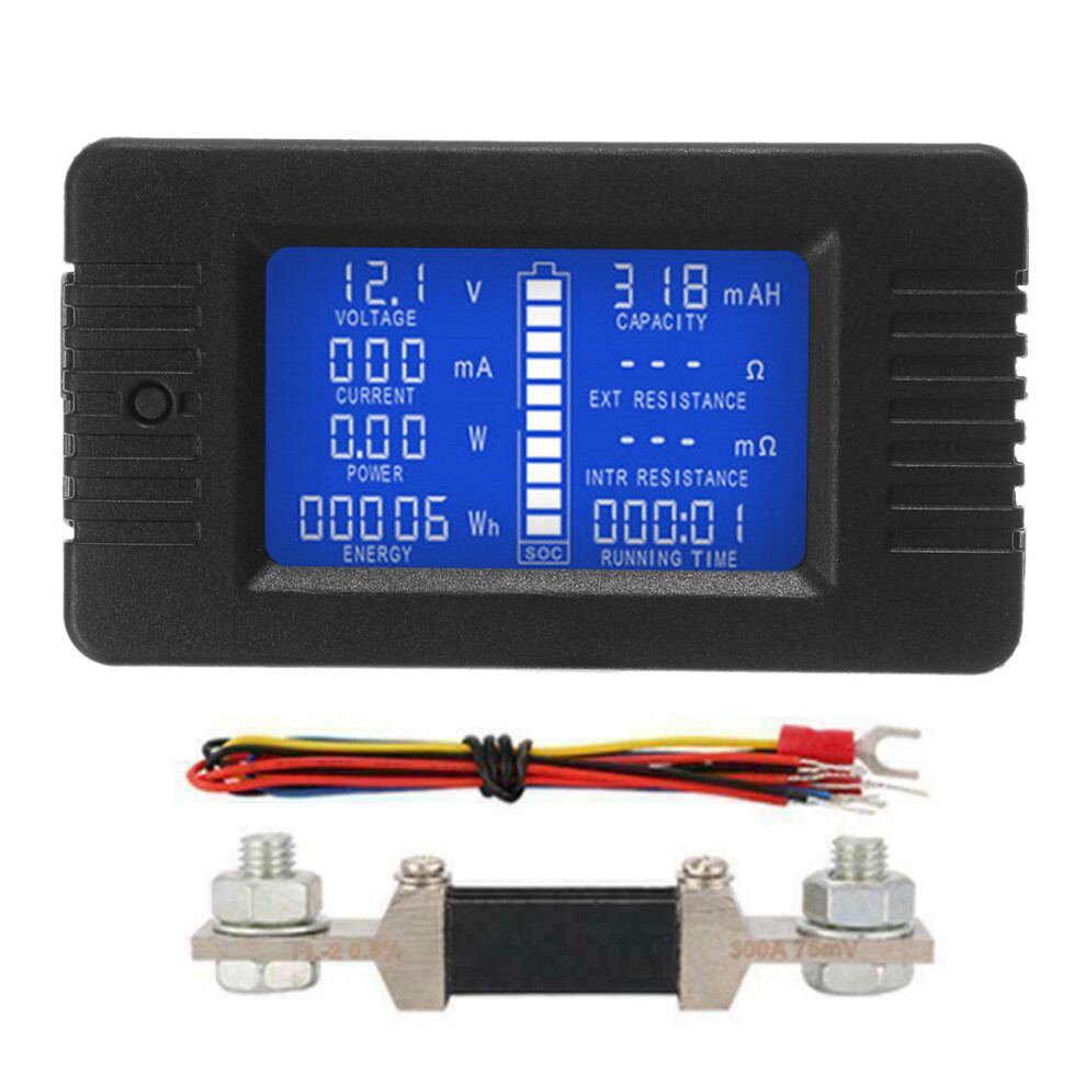 (50A) DC Multi function Battery Monitor Meter 50A/200A/300A LCD Display Digital Current Multimeter Voltmeter Ammeter for Cars RV Solar System