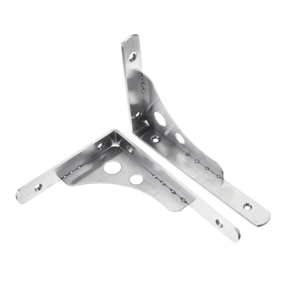 (8 Inch) 2Pcs Stainless Steel Wall Shelf Brackets Triangle Mount L Household Fixing Frames