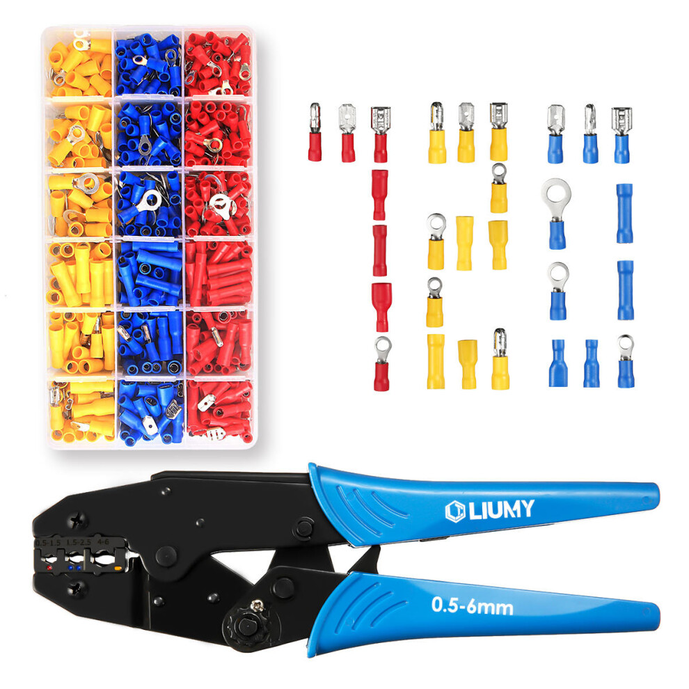 Insulated Cable Terminals Crimping Pliers Cable Lugs Set with 700 Pieces Electrical Connectors Crimp Connectors