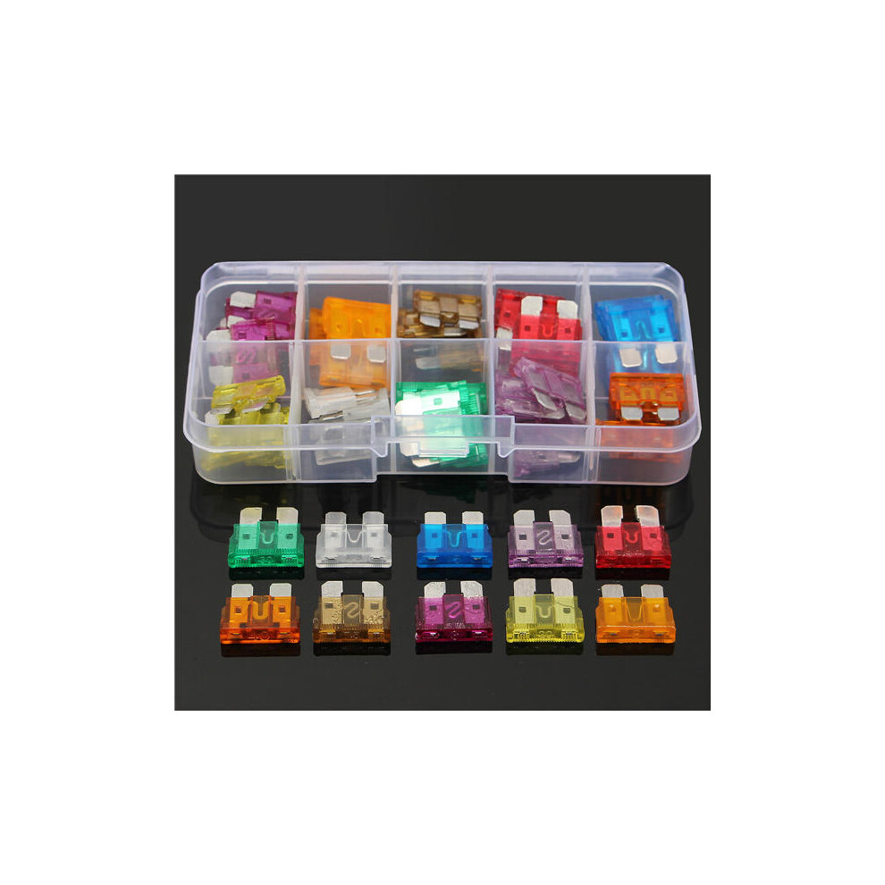 50Pcs 3A-40A Colour Medium Blade Fuses Assortment Kit -10 Sizes 4250937723374