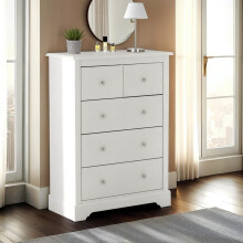 Stratford 3+2 Drawer Chest of Drawers White Shabby chic