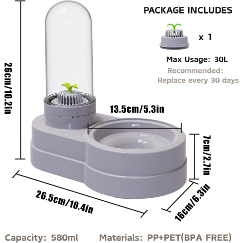 Pet Water Dispenser Station, 580ml Pet Water Feeder Automatic 2