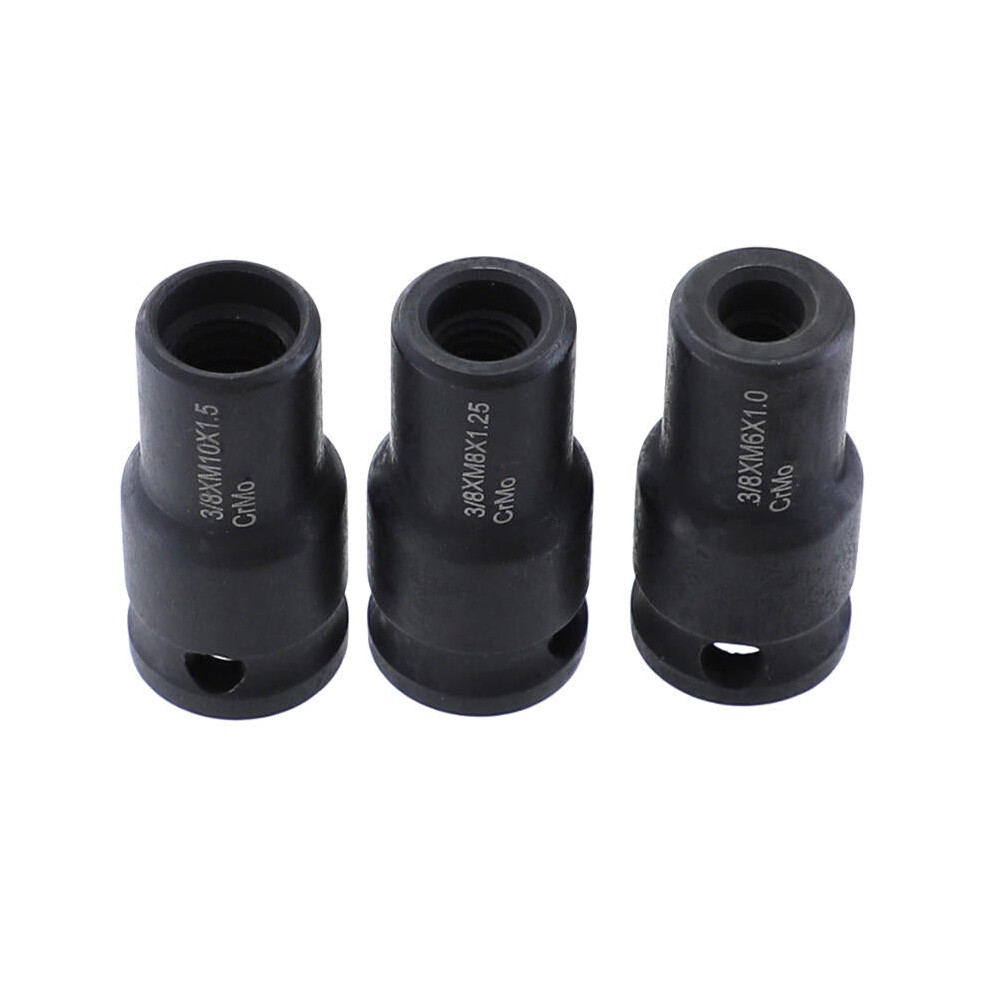 3Pcs 6mm/8mm/10mm Socket Adapter Cr-Mo Socket Holder 3/8 Inch Square Driver Bolt Driver for Hanger Bolts Thread Tools
