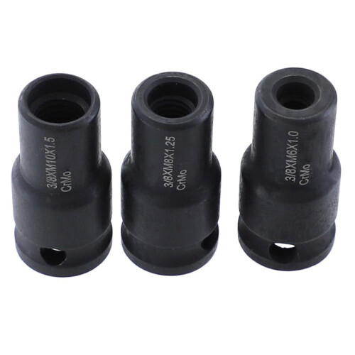 3Pcs 6mm/8mm/10mm Socket Adapter Cr-Mo Socket Holder 3/8 Inch Square Driver Bolt Driver for Hanger Bolts Thread Tools 1
