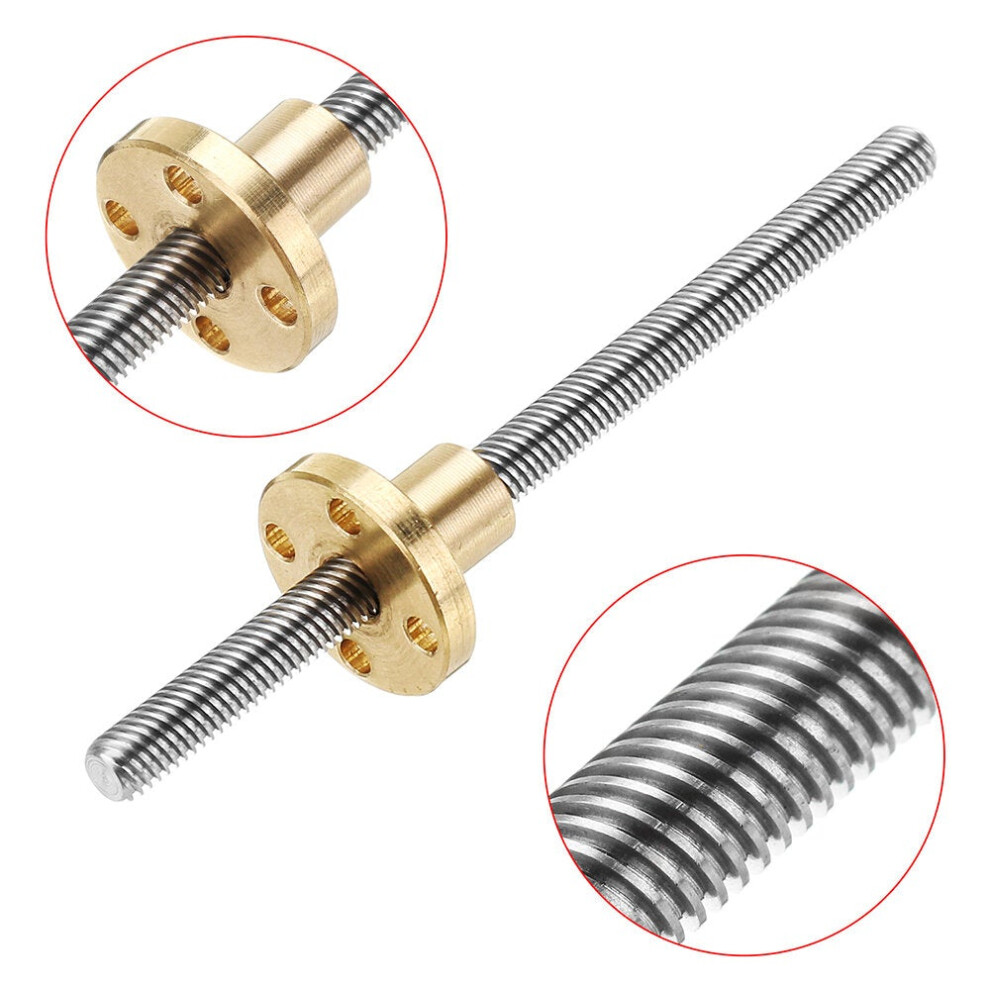 100Mm T6 Lead Screw 6Mm Thread 1Mm Pitch Lead Screw With Flange Copper Nut 3654659379597