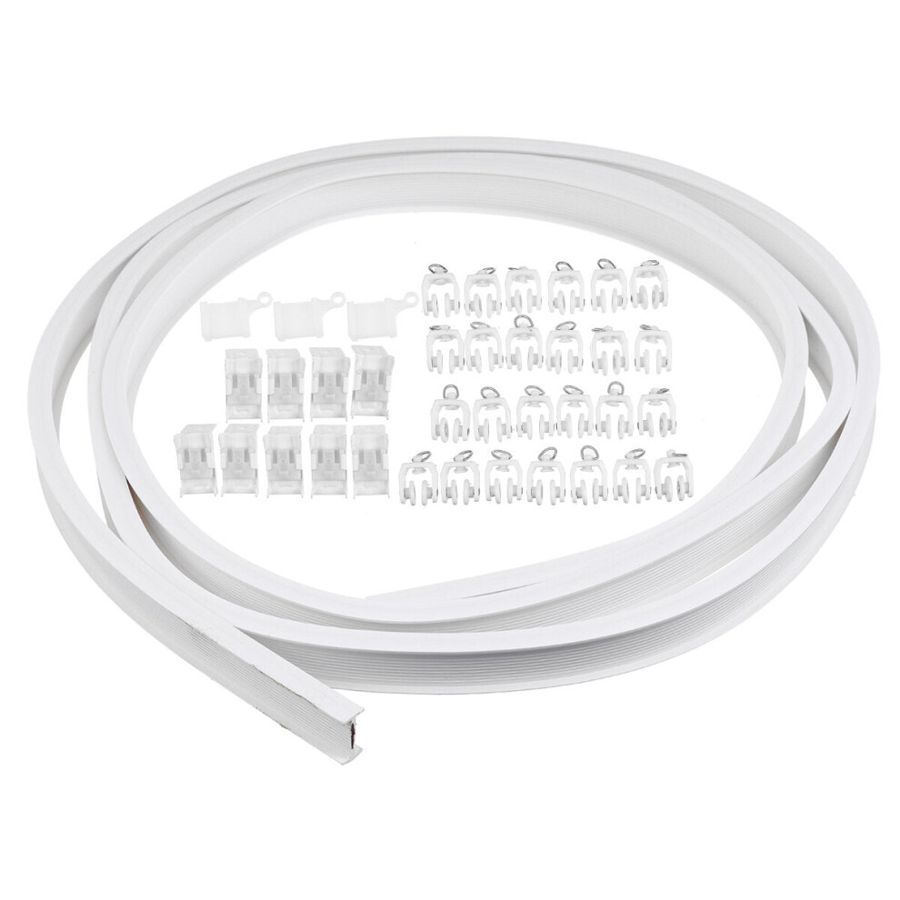 (Top Clamping) 3M Flexible Ceiling Curtain Track Bendable Window Rod Rail Straight Curve Shower