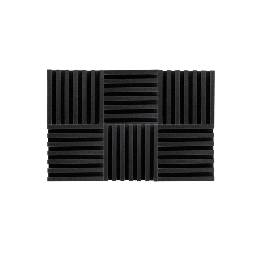 (Black) 6Pcs Acoustic Wall Panel Tiles Studio Sound Proofing Insulation Foam Pads