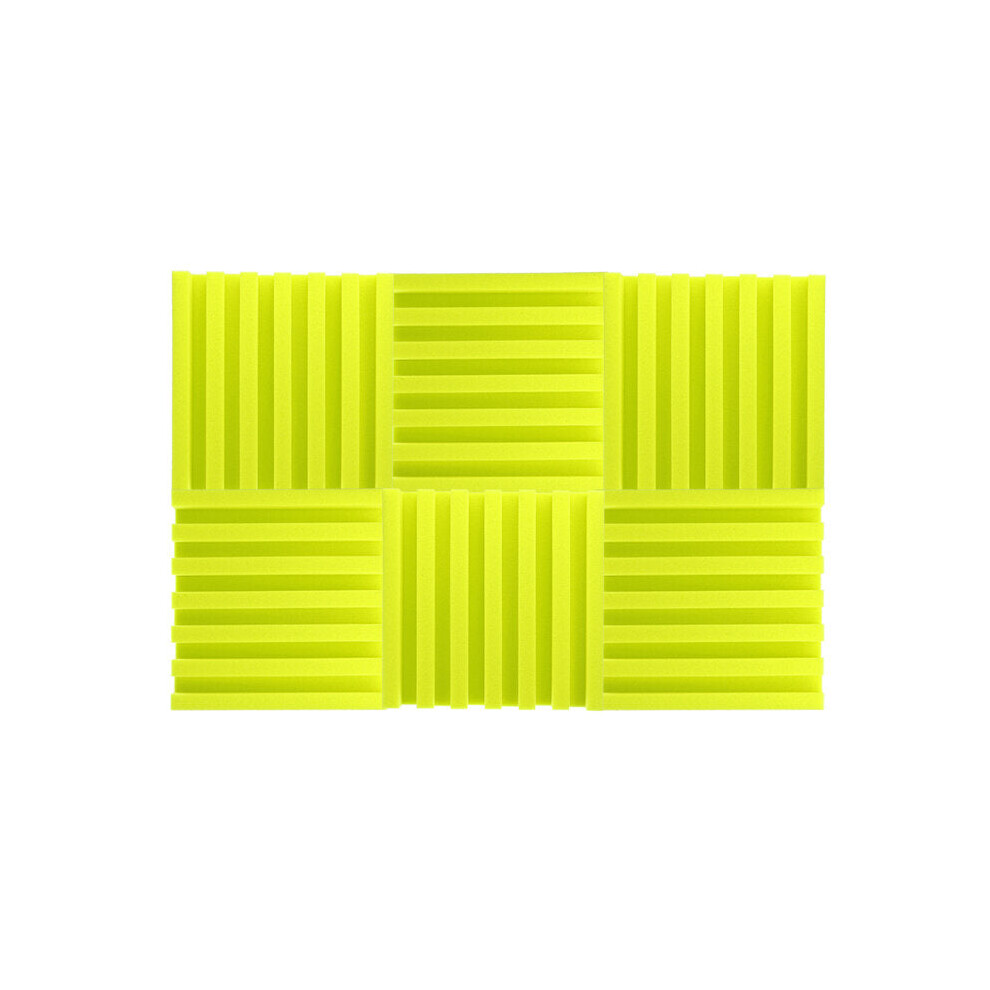 (Yellow) 6Pcs Acoustic Wall Panel Tiles Studio Sound Proofing Insulation Foam Pads