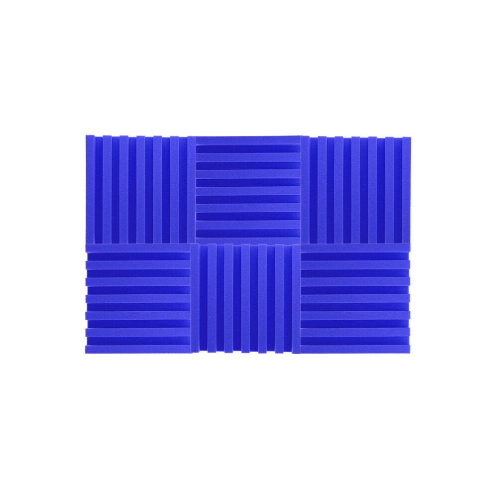 (Blue) 6Pcs Acoustic Wall Panel Tiles Studio Sound Proofing Insulation Foam Pads