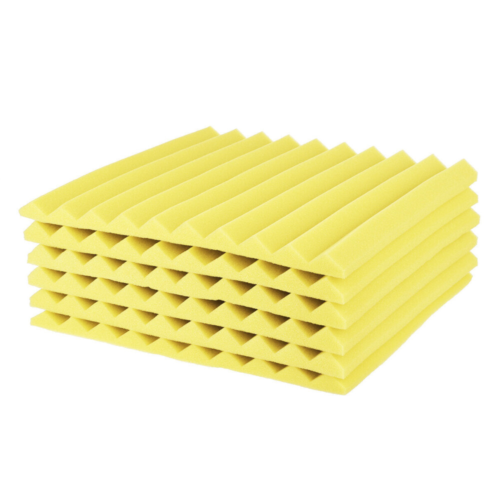 (Yellow) 6Pcs 30x30x2.5cm Soundproofing Foam Acoustic Wall Panels Studio Soundproof Foam