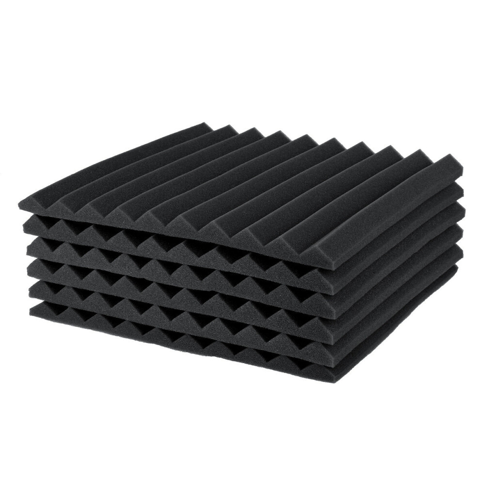 (Black) 6Pcs 30x30x2.5cm Soundproofing Foam Acoustic Wall Panels Studio Soundproof Foam