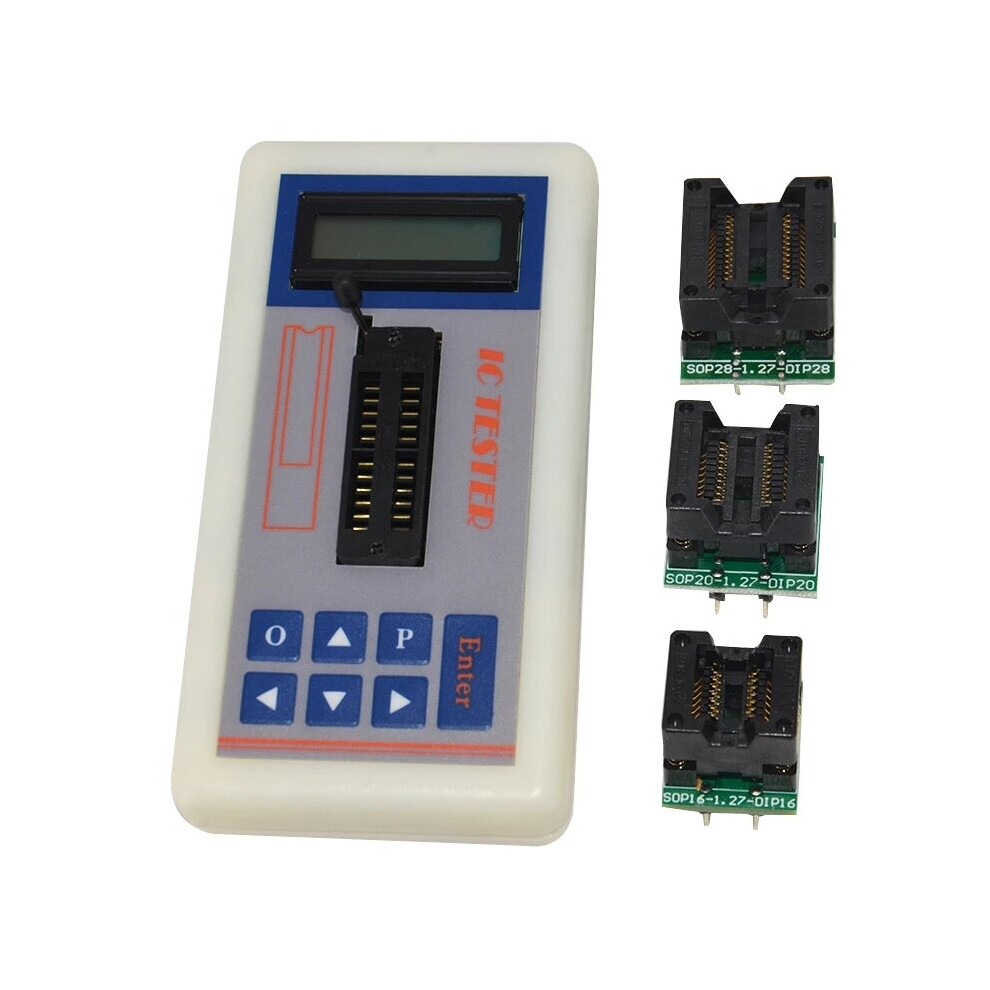 (3 Test Sockets) Digital Integrated Circuit Tester Portable IC Tester LED Transistor Online Maintenance