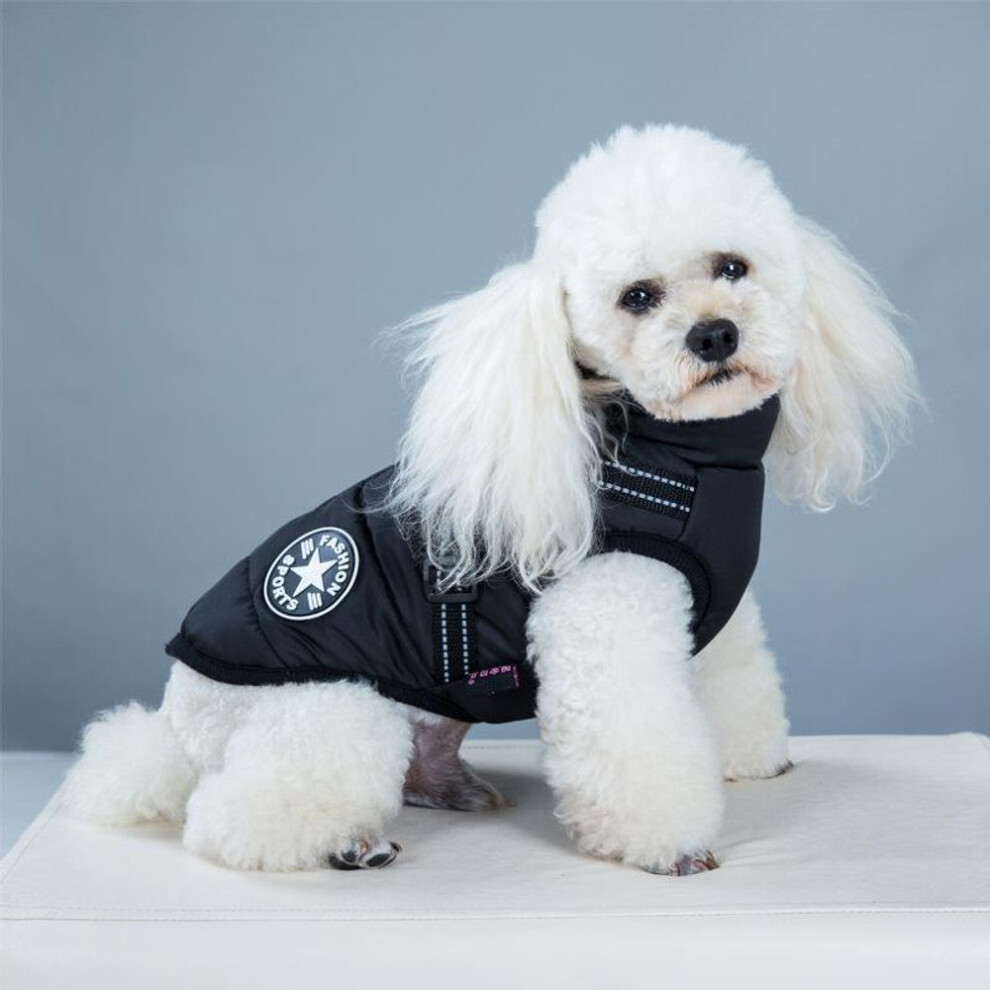 (black, XL) Pet Autumn and Winter Dog Cotton Coat Thick Chest Back Vest One-piece Clothes
