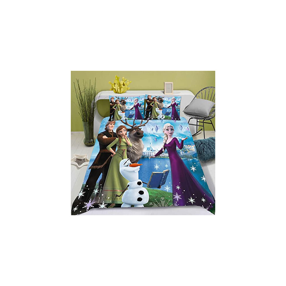 (10, US medium double bed: 228*228) New Frozen sheets and quilt cover set digital printed frosted bed three-piece bedding set-image-OPC-PGNXJYM-NEW
