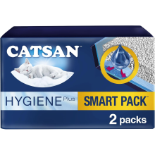 CATSAN - Hygiene Plus Non-Clumping Adult Cat Litter and Kitten Litter - With Liner 2 x 4L Bag