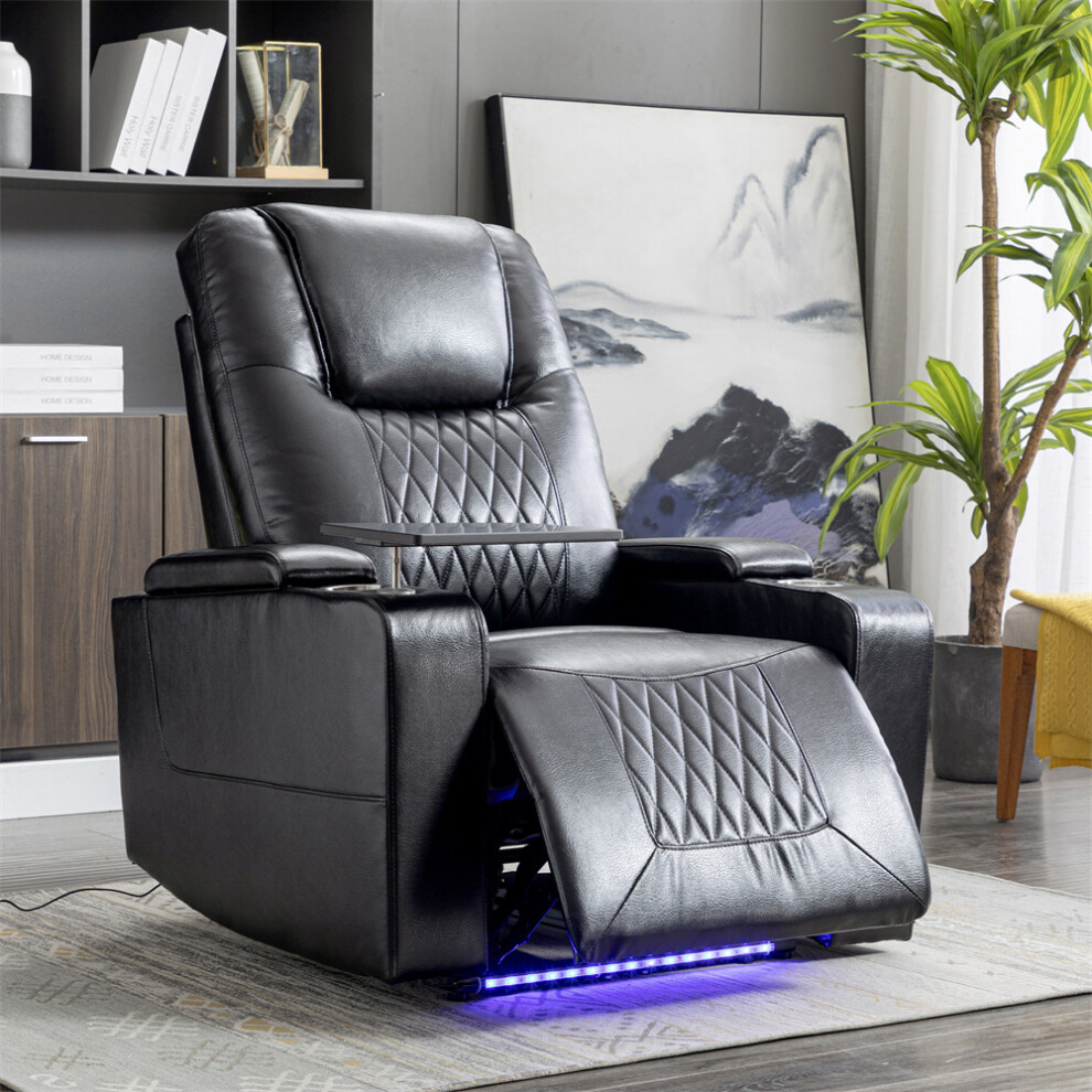 Abrihome Electric Recliner Chair With Usb Charge Port, 360 Swivel Tray Table