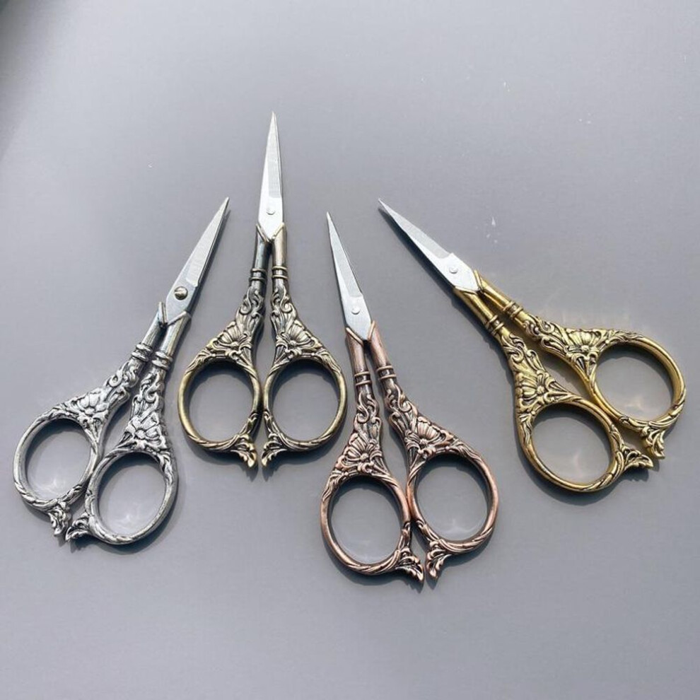 (Red copper) 1pcs European Sewing Vintage Scissors Vintage Embroidery Retro Dressmaker Shears Scissors Fabric Tool Needlework Tailor Shears