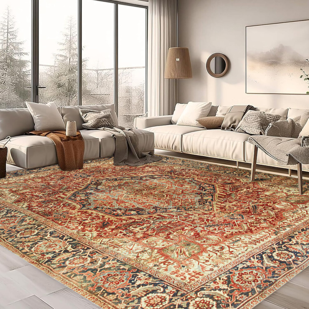 (240 x 320 cm (8 ft. x 10 ft. 6 in)- Traditional Extra Large Rugs Outdoor Indoor) Red Rugs Living Room Carpet Traditional Soft Rug