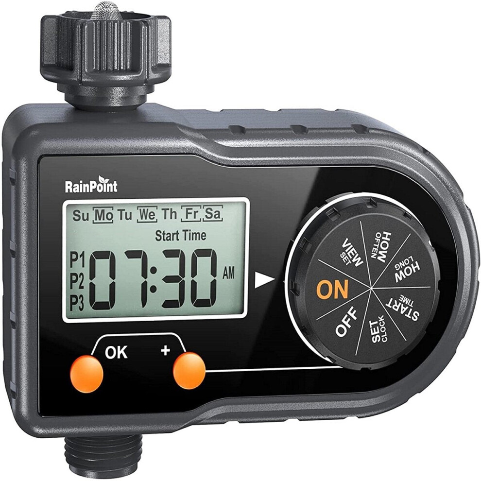 (US Plug) Sprinkler Timer Water Hose Timer with 3 Programs Digital Irrigation Timer System with Week/Day Cycle Frequency Manual/Automatic Mode