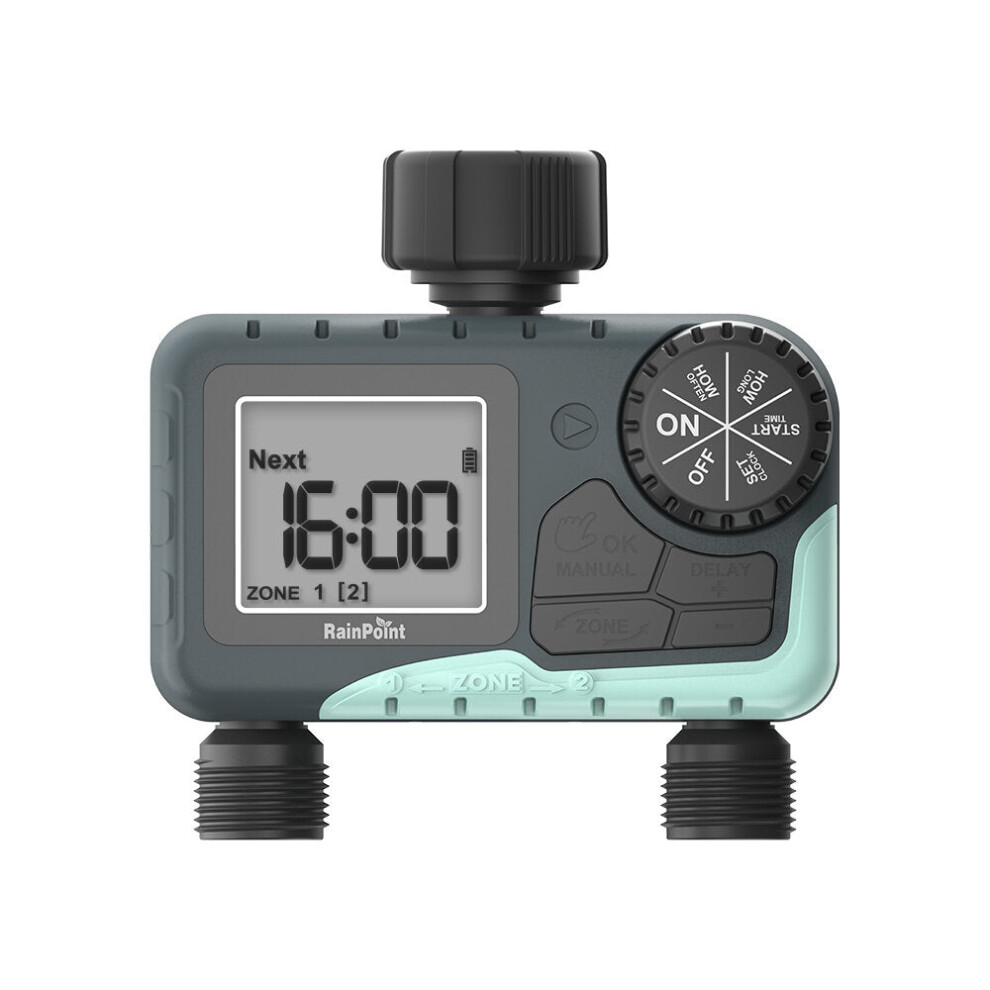 (US Plug) Sprinkler Timer Automatic Irrigation System Outdoor Water Timer 2 zones Hose Faucet