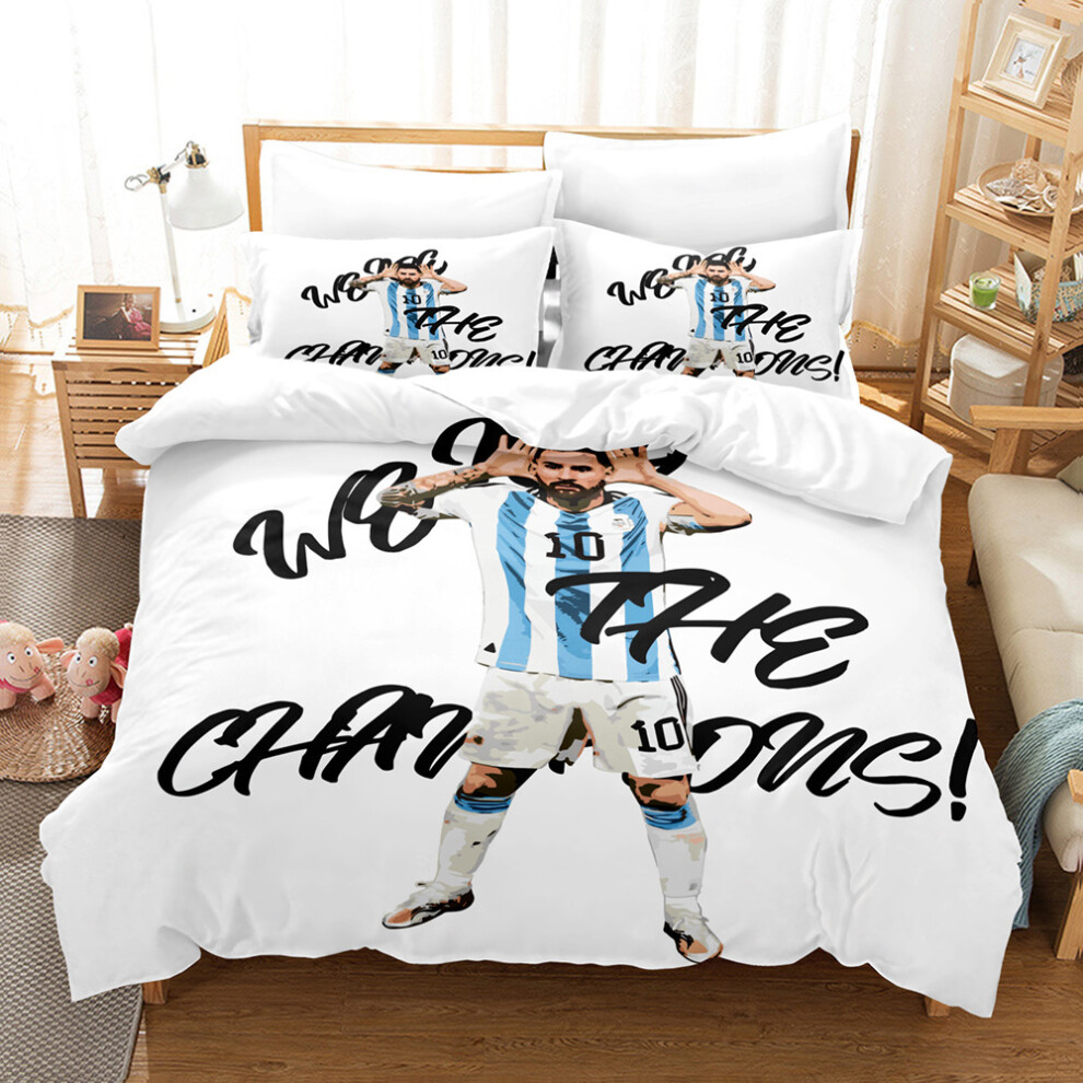 (4, 220*240 three-piece set) New Football Player Messi Series Bedding Digital Printed Three-Piece Bedding Set-image-OPC-PGNYFH7-NEW