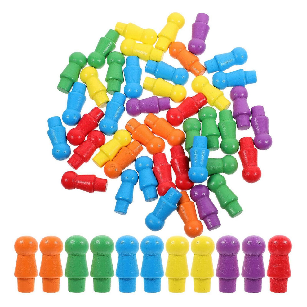 (As show, One size) 60pcs Games Board Chess Wooden Chess Colorful Chess  Game Chess Flight Chess Pieces-image-OPC-PGNYG55-NEW