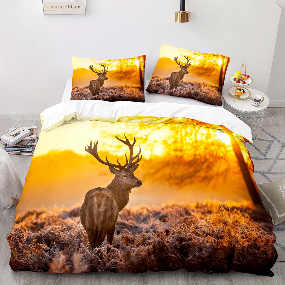(Deer 9002, 140*210cm) New 3D three-piece set European and American size deer sika deer quilt set home textile digital printed bedding set-image-OPC-PGNYHQR-NEW