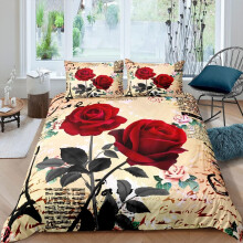 Rote Rose Blume Bettbezug Doppelte Größe Eiffelturm Paris Tröster Abdeckung Romanische helle Rose Floral Bettwäsche Set Für Kinder Mädchen Teens