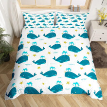 Wal Tröster Abdeckung Doppel Ocean Waves Bettwäsche Set Meerestier Unterwasser Welt Bettbezug Für Kinder Jungen Mädchen Schlafzimmer Marine Leben