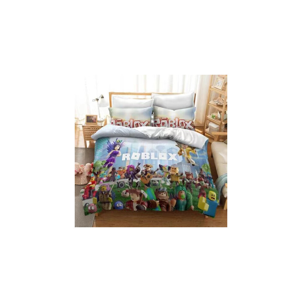 (Minecraft-17, 173*218 Three-piece set) New ROBLOX Minecraft Children's Animation Export Student Dormitory Bedding Sheets and Quilt Set Three-Piece Se-image-OPC-PGNYKPP-NEW